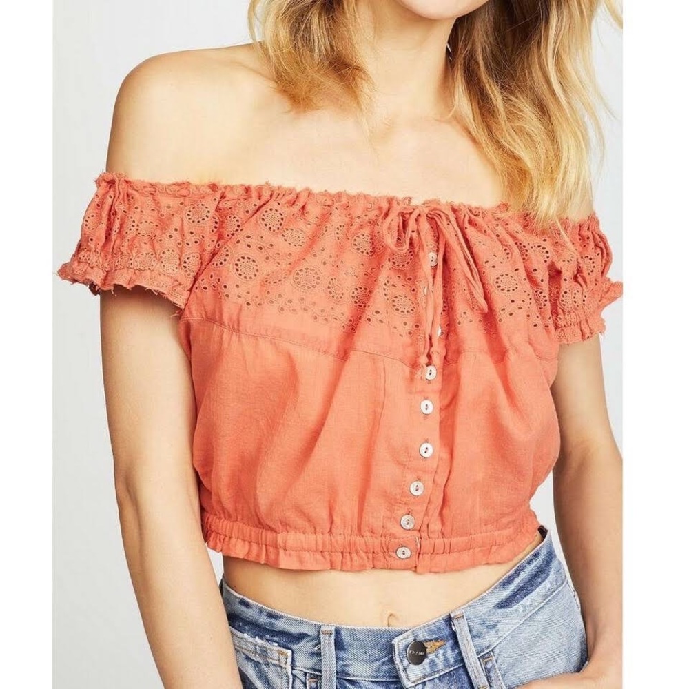 NWT Free People Eyelet You A Lot Crop Orange